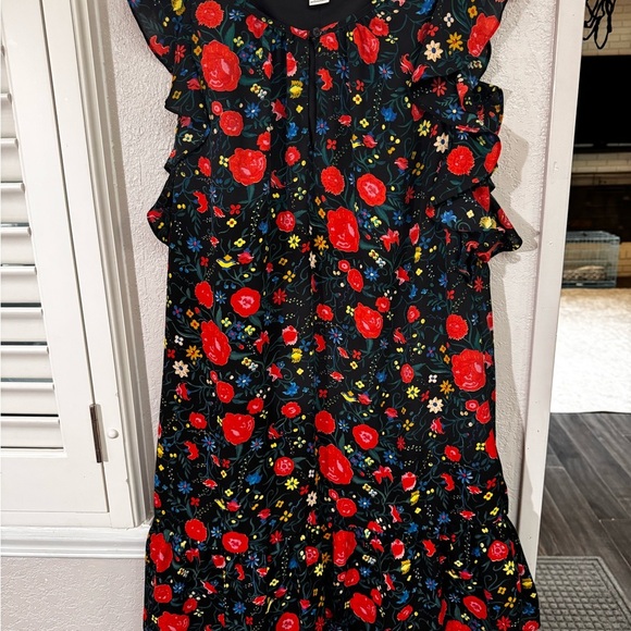 J. Crew Pink and Red Flutter Sleeve Mini Dress - Picture 2 of 6